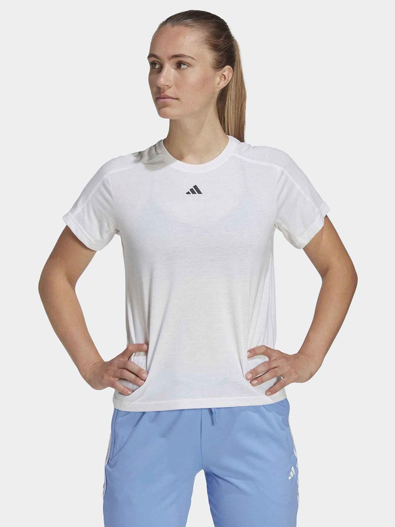 Adidas AEROREADY Train Essentials Minimal Branding Crewneck Tee - White 1 Adidas AEROREADY Train Essentials Minimal Branding Crewneck Tee - White