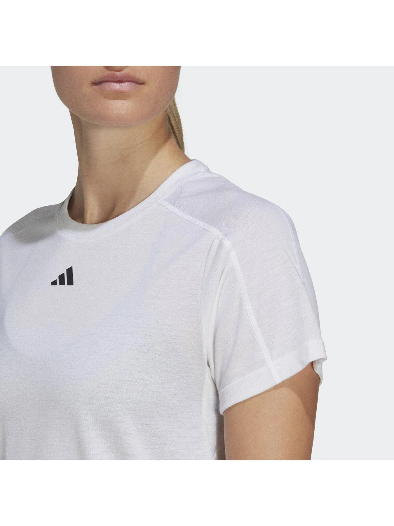 Adidas AEROREADY Train Essentials Minimal Branding Crewneck Tee - White 3 Adidas AEROREADY Train Essentials Minimal Branding Crewneck Tee - White - Image 3