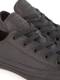 Converse Chuck Taylor All Star Leather Ox Plimsolls - Black -Sport Sphere 639TN SQ6 0000000226 BLACK BLACK SLd