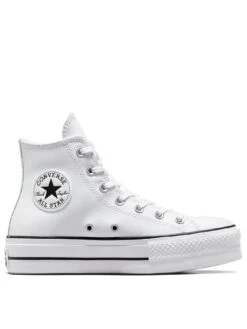 Converse Chuck Taylor All Star Leather Lift Platform Hi-Tops - White