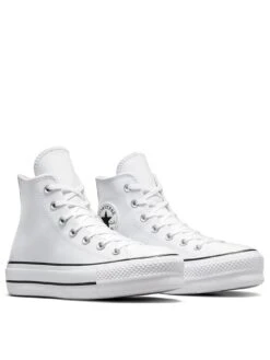 Converse Chuck Taylor All Star Leather Lift Platform Hi-Tops - White -Sport Sphere MLGLV SQ3 0000000269 WHITE BLACK SLs