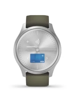 Garmin Vivomove Style Hybrid Smartwatch - White Silicone Strap With Rose Gold Hardware -Sport Sphere PJAH9 SQ7 0000000047 GREEN SLd3