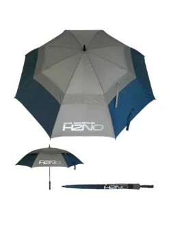 Sun Mountain H2NO Dual Canopy Windproof Large Golf Umbrella - 68" (172cm) Auto-Opening, Fibreglass Frame, UV Protection - Navy/Grey