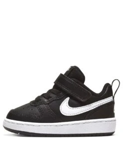 Nike Court Borough Low 2 Infant Trainers - Black/White -Sport Sphere QA734 SQ2 0000000019 BLACK WHITE SLb