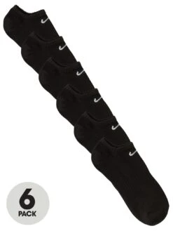 Nike Men's Train Pack 6 Everyday Lightweight Training No Show Socks - BLACK