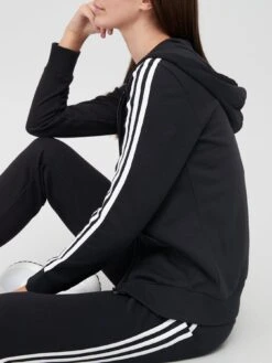 Adidas Sportswear Women's Essentials 3 Stripes Full Zip Hoodie - Black/White -Sport Sphere R6MTR SQ4 0000000019 BLACK WHITE MDd