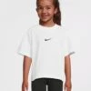 Nike Girls NSW Essentials Short Sleeve Boxy T-Shirt - White/Black