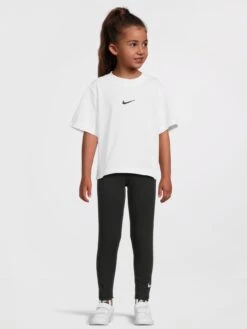 Nike Girls NSW Essentials Short Sleeve Boxy T-Shirt - White/Black -Sport Sphere RFRQY SQ3 0000000269 WHITE BLACK MDo