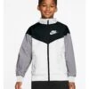 Nike Boys NSW Windrunner Hooded Jacket - White/Black