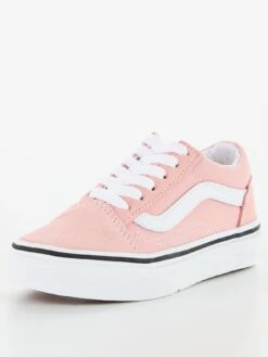 Vans Old Skool Childrens Girl Trainers-Pink/White