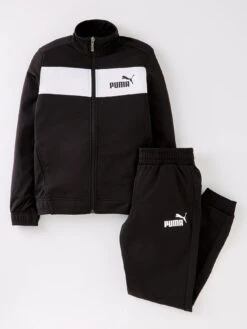 Puma Boys Cuffed Leg Tracksuit - Black 