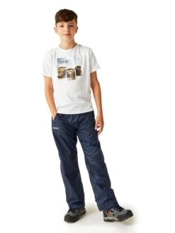 Regatta Kids Pack-it Waterproof Over-trousers - Dark Blue -Sport Sphere RWADX SQ3 0000000354 DARK BLUE SLb