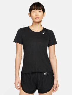 Nike Women's Running Df Race Tee - BLACK/SILVER