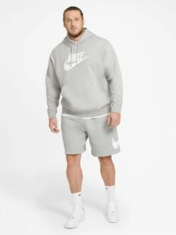 Nike NSW Club Fleece Graphic Pullover Hoodie (Plus Size) - Medium Grey Heather -Sport Sphere TEPCF SQ3 0000000070 DARK GREY MDo