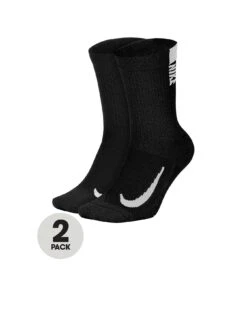 Nike Women's Multiplier Running Crew Socks 2pk - BLACK/WHITE