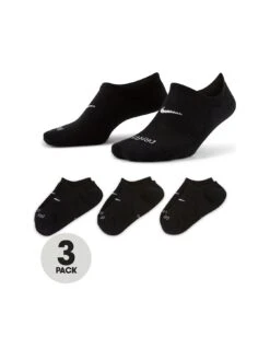 Nike 3 Pack Everyday Plus Cushioned Footie Socks - Black