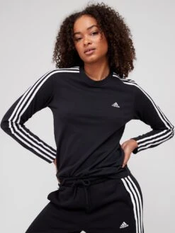 Adidas Sportswear Essentials 3-stripes Long-sleeve Top - Black/White