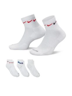 Nike Men's Train Everyday Plus Cushioned Graphic 3 Pack Ankle Sock - WHITE/MULTI