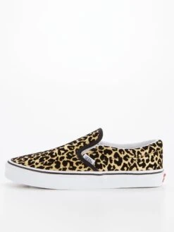 Vans Classic Slip-On Flocked Junior Girl Trainers - Leopard