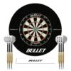 Bullet Large Darts Tournament Set - Includes Dartboard, 6 Steel Darts, EVA Surround Ring, Throwing Line Sticker - Black 