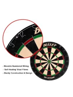 Bullet Large Darts Tournament Set - Includes Dartboard, 6 Steel Darts, EVA Surround Ring, Throwing Line Sticker - Black  -Sport Sphere UC3PF SQ3 0000000088 NO COLOR SLd
