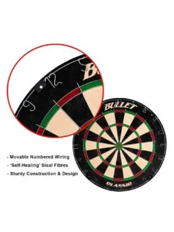 Bullet Large Darts Tournament Set - Includes Dartboard, 6 Steel Darts, EVA Surround Ring, Throwing Line Sticker - Red -Sport Sphere UC3PG SQ3 0000000088 NO COLOR SLd