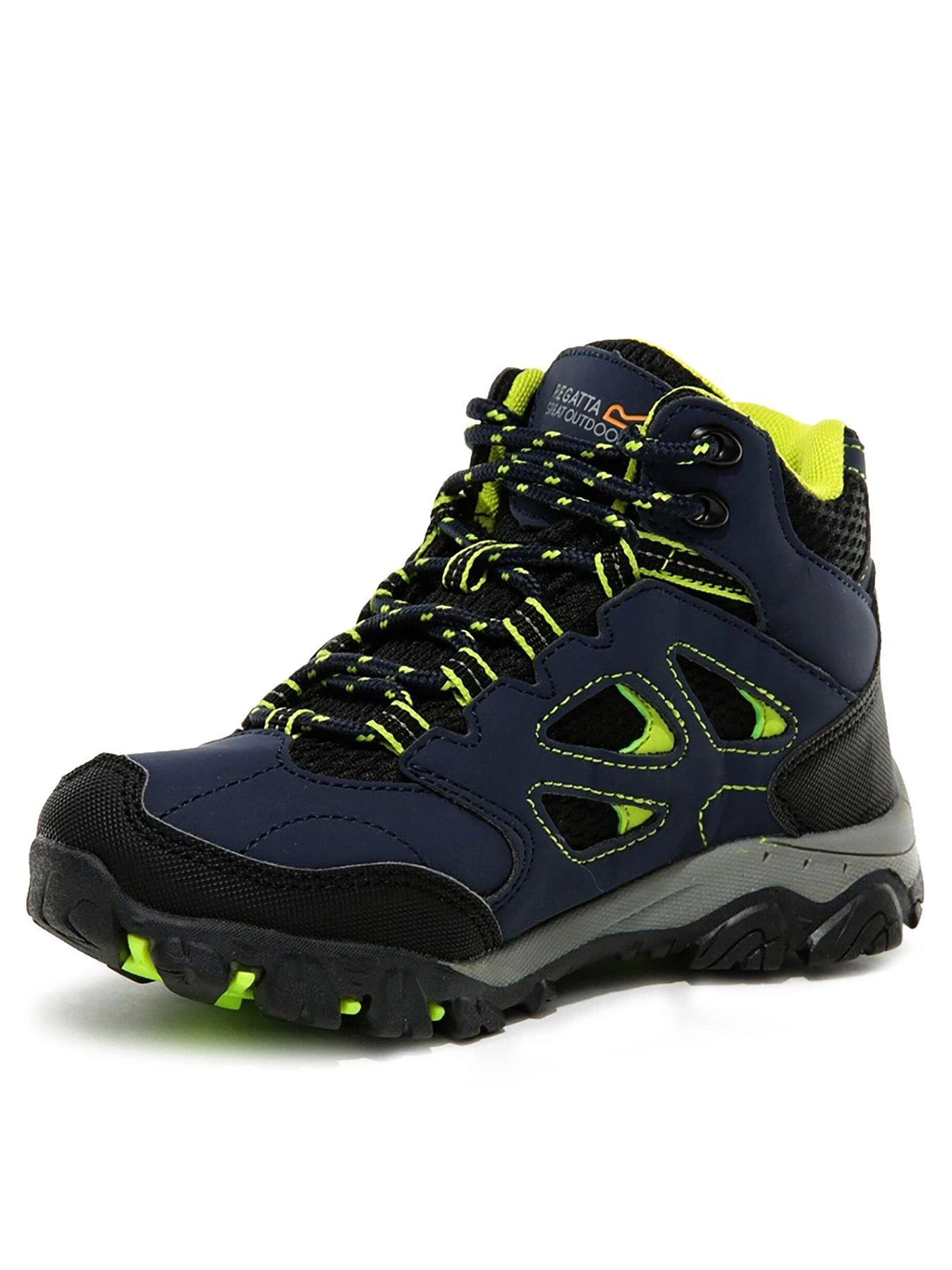 Regatta Junior Holcombe Waterproof Mid-Cut Walking Boot - Navy/Lime 2 Regatta Junior Holcombe Waterproof Mid-Cut Walking Boot - Navy/Lime - Image 2