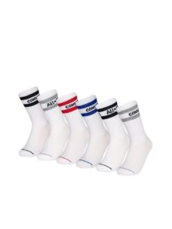 Converse Younger Kids Wordmark Crew 6 Pack Socks - White