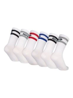 Converse Younger Kids 6 Pack Wordmark Crew Socks - White -Sport Sphere UH9AC SQ3 0000000013 WHITE SLd