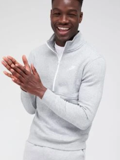 Nike NSW Club Fleece 1/2 Zip Sweat - Grey/White