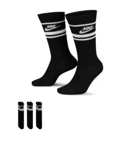 Nike Men's NSW Everyday ES/Sential 3Pack Futura Ring Crew Socks - BLACK/WHITE