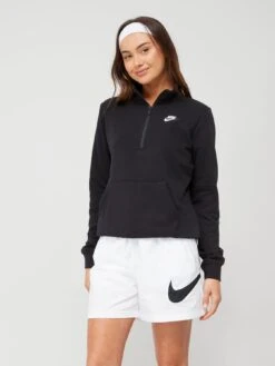 Nike NSW Club Fleece Quarter Zip - Black/White