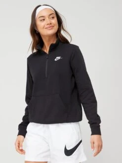 Nike NSW Club Fleece Quarter Zip - Black/White -Sport Sphere UJJEV SQ5 0000000019 BLACK WHITE MDd1