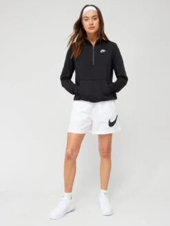 Nike NSW Club Fleece Quarter Zip - Black/White -Sport Sphere UJJEV SQ6 0000000019 BLACK WHITE MDd2
