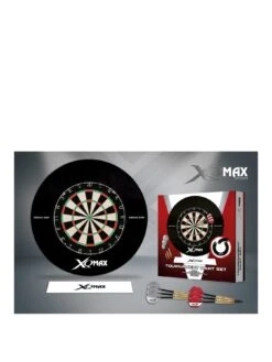 XQ Max Surround Tournament Dartboard Set - Includes Bristle Dartboard, Michael Van Gerwen Darts, Flights, Surround Ring