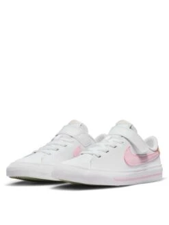 Nike Court Legacy Kids Girls Trainers -Sport Sphere ULGCE SQ3 0000000524 WHITE PINK SLf