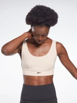 Reebok Studio Stripped Minimalist Bra - Beige