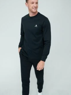 Converse Embroidered Star Chevron Left Chest Long Sleeve Tee - Black -Sport Sphere UVSVE SQ6 0000000004 BLACK MDd2