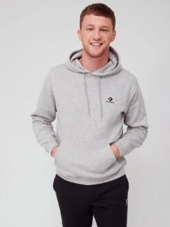 Converse Embroidered Star Chevron Left Chest Pullover Hoodie - Grey