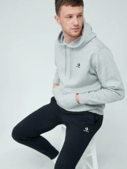 Converse Embroidered Star Chevron Left Chest Pullover Hoodie - Grey -Sport Sphere UVSWH SQ6 0000000023 GREY MARL MDd2