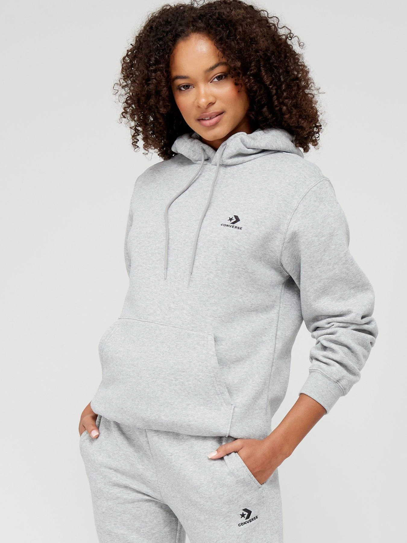 Converse Left Star Chevron Fleece Overhead Hoodie - Grey