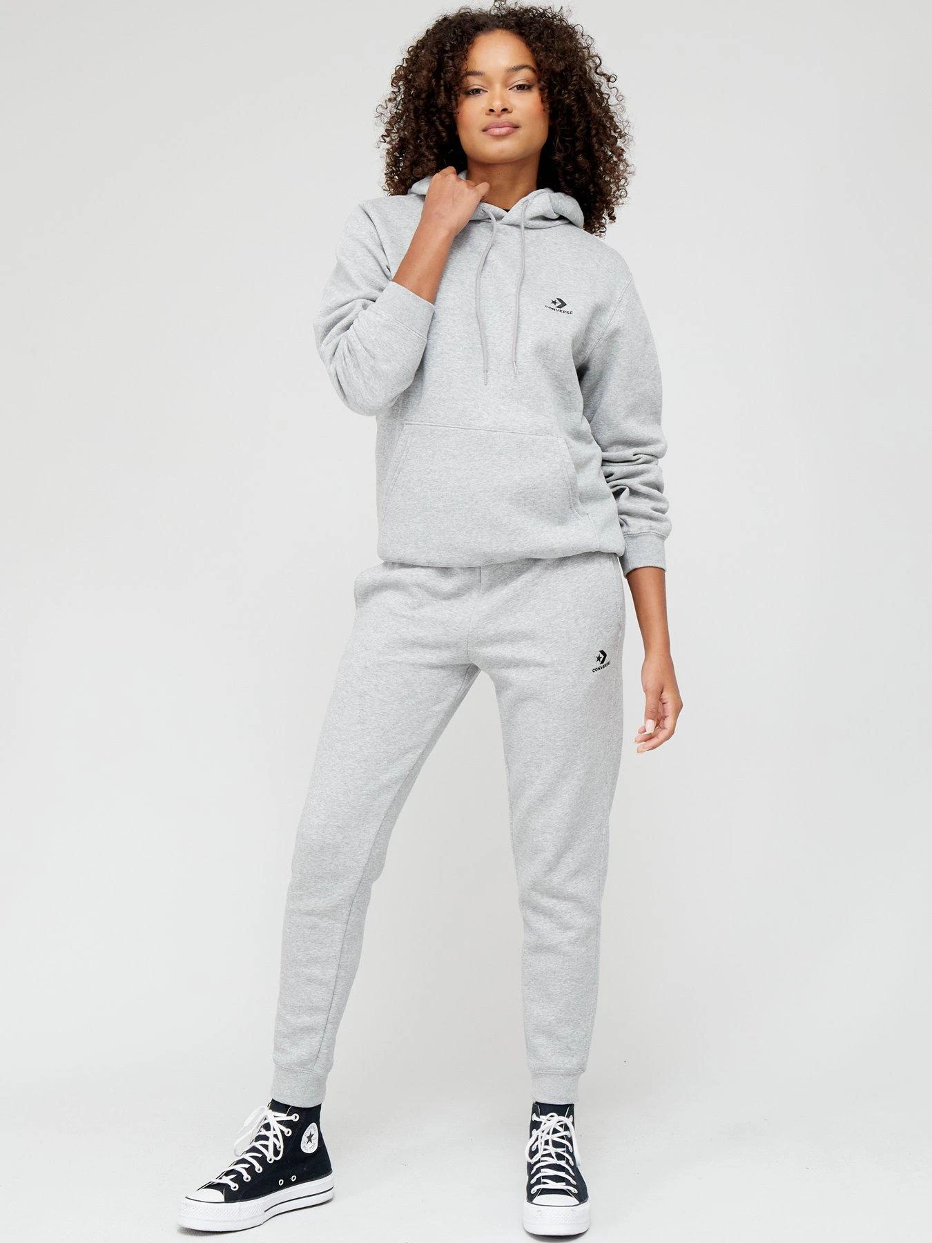 Converse Left Star Chevron Fleece Overhead Hoodie - Grey - Image 3