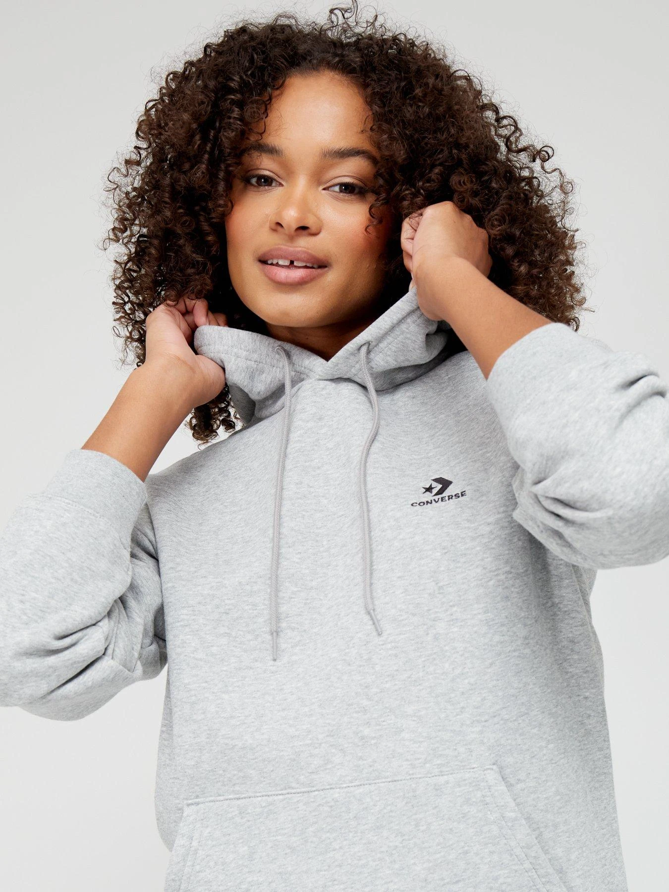 Converse Left Star Chevron Fleece Overhead Hoodie - Grey - Image 4