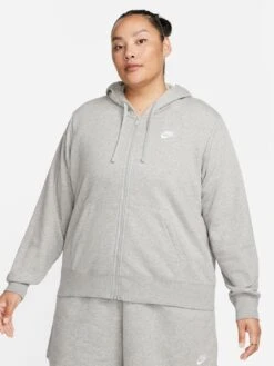 Nike Curve Club Fleece Zip Through Hoodie - Grey