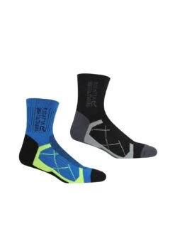 Regatta 2 Pair Outdoor Active Socks - Black/Blue