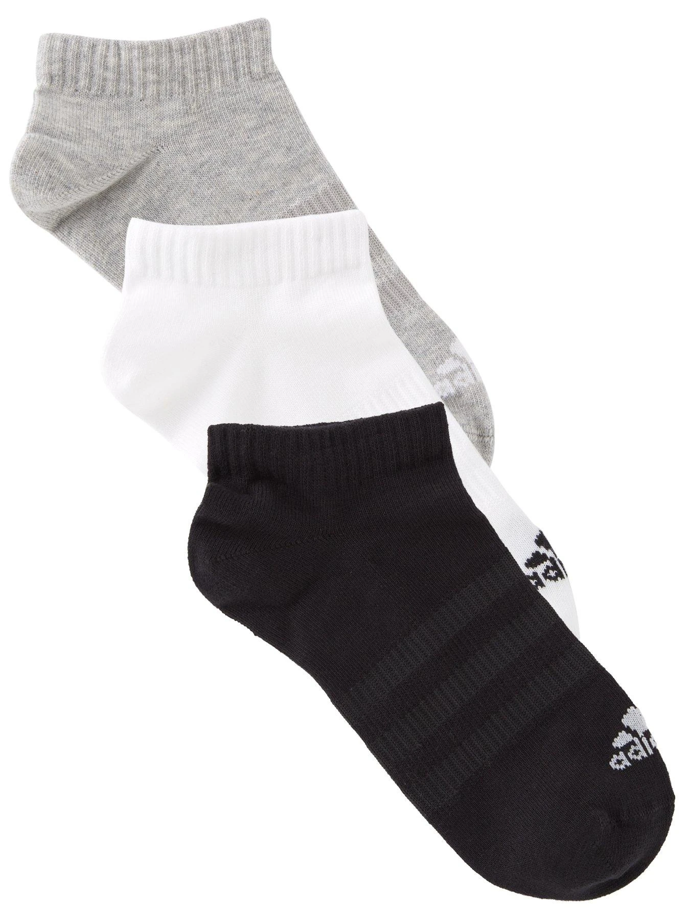 Adidas 3 Pack Low Socks - Grey/White 1 Adidas 3 Pack Low Socks - Grey/White