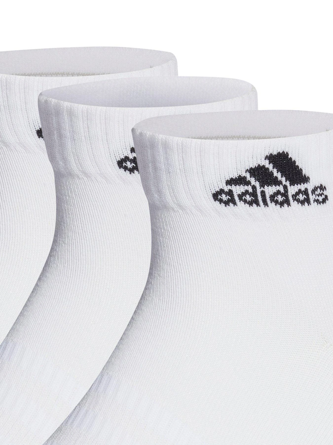 Adidas Essentials 3 Pack Ankle Trainer Socks - White/Black 2 Adidas Essentials 3 Pack Ankle Trainer Socks - White/Black - Image 2