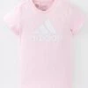Adidas Sportswear Girls Junior Essentials 3 Stripe Boyfriend Tee - Dark Pink