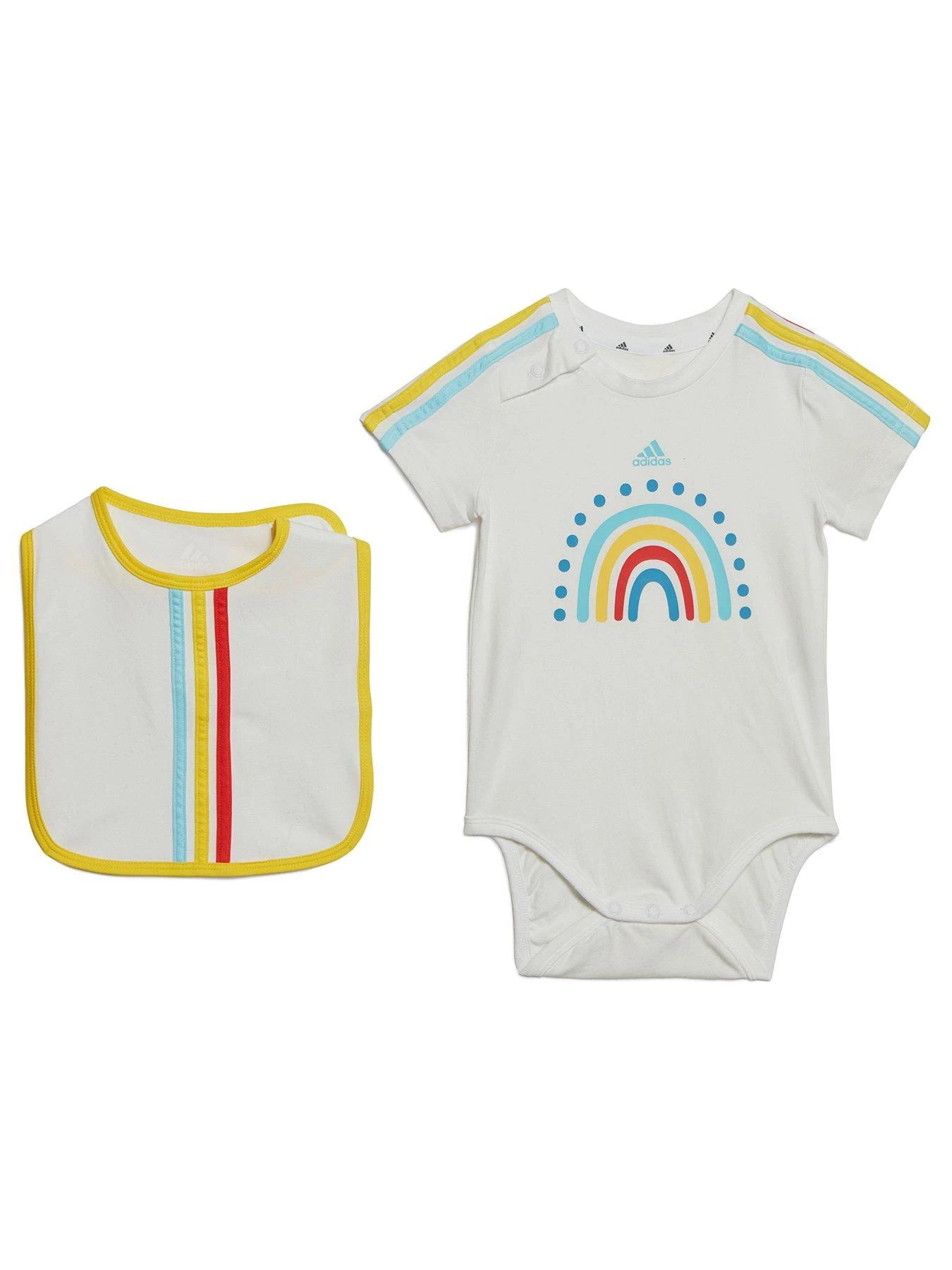 Adidas Infant 3-Stripes Vest & Bib Gift Set - White 1 Adidas Infant 3-Stripes Vest & Bib Gift Set - White