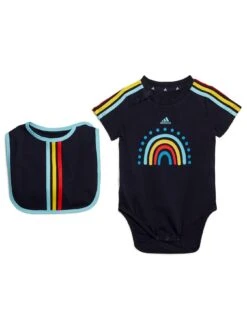 Adidas Sportswear Unisex Infant 3-Stripes Vest & Bib Gift Set - Navy
